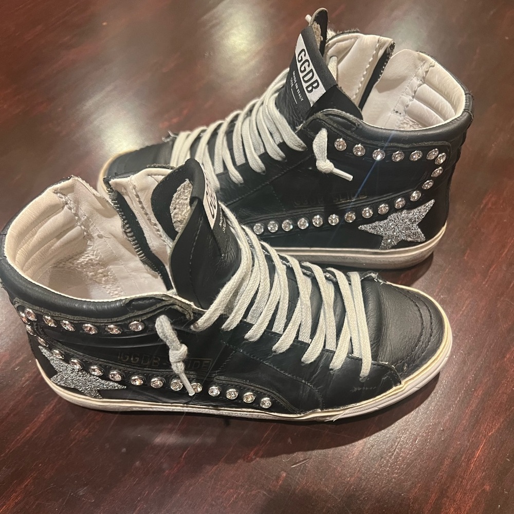 HTF Golden Goose Swarovski Crystal Slides